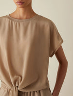 Load image into Gallery viewer, beige knot-detail T-shirt
