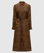 Carregar imagem no visualizador da galeria, Printed silk twill dress - Chocolate
