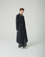 Carregar imagem no visualizador da galeria, deep grey coat with knit belt
