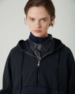 Carregar imagem no visualizador da galeria, dark blue Milano stitch sweatshirt with satin details
