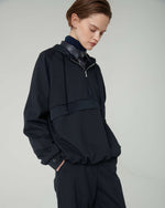 Carregar imagem no visualizador da galeria, dark blue Milano stitch sweatshirt with satin details
