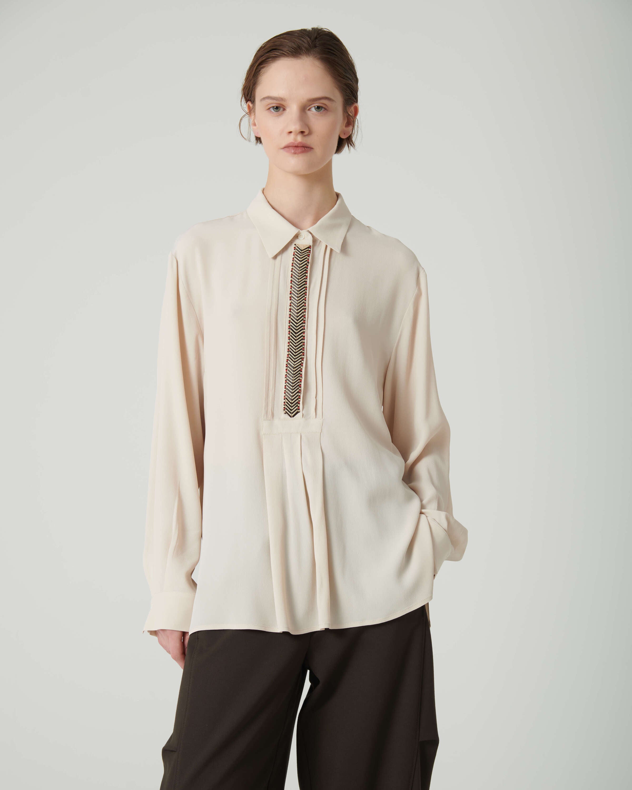 seed pearl handmade embroidery shirt