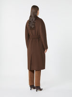 Carregar imagem no visualizador da galeria, chocolate double-breasted wool midi coat
