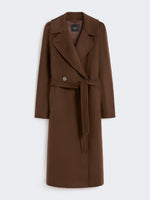 Carregar imagem no visualizador da galeria, chocolate double-breasted wool midi coat
