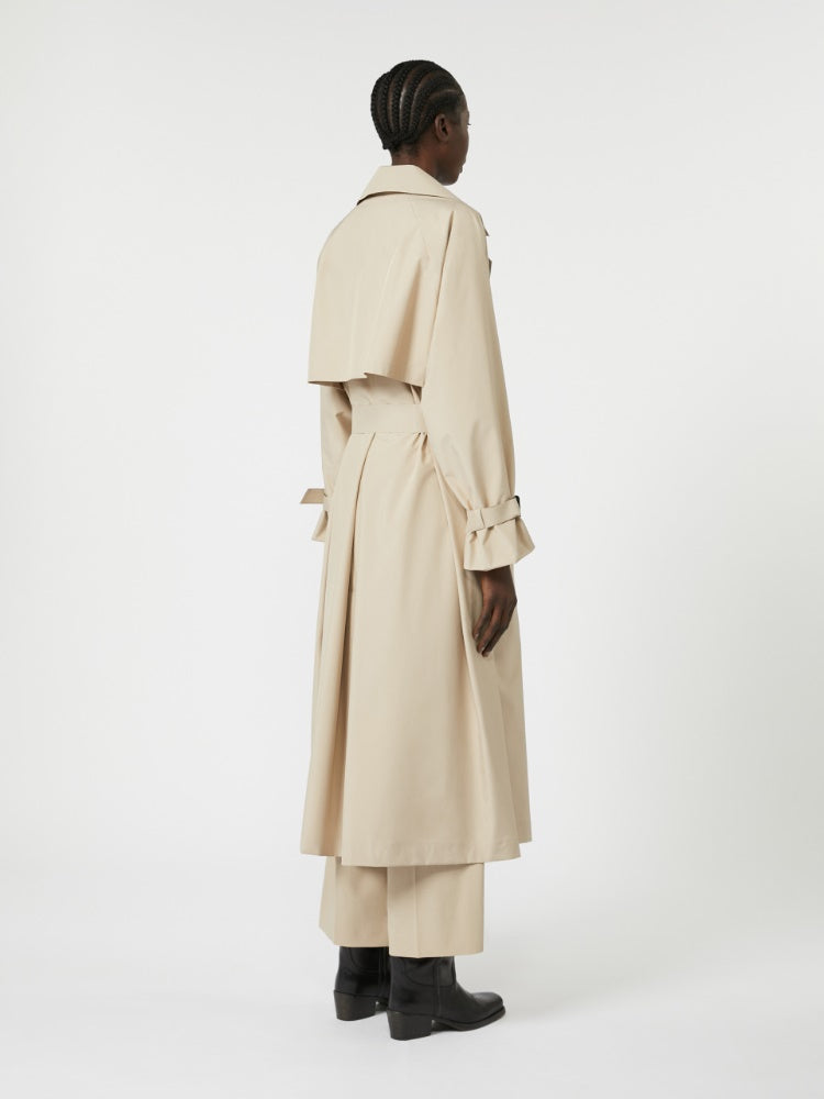 beige water-repellent canvas trench coat