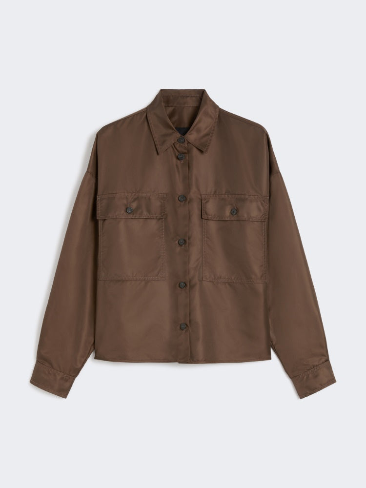 water-repellent twill cropped shirt