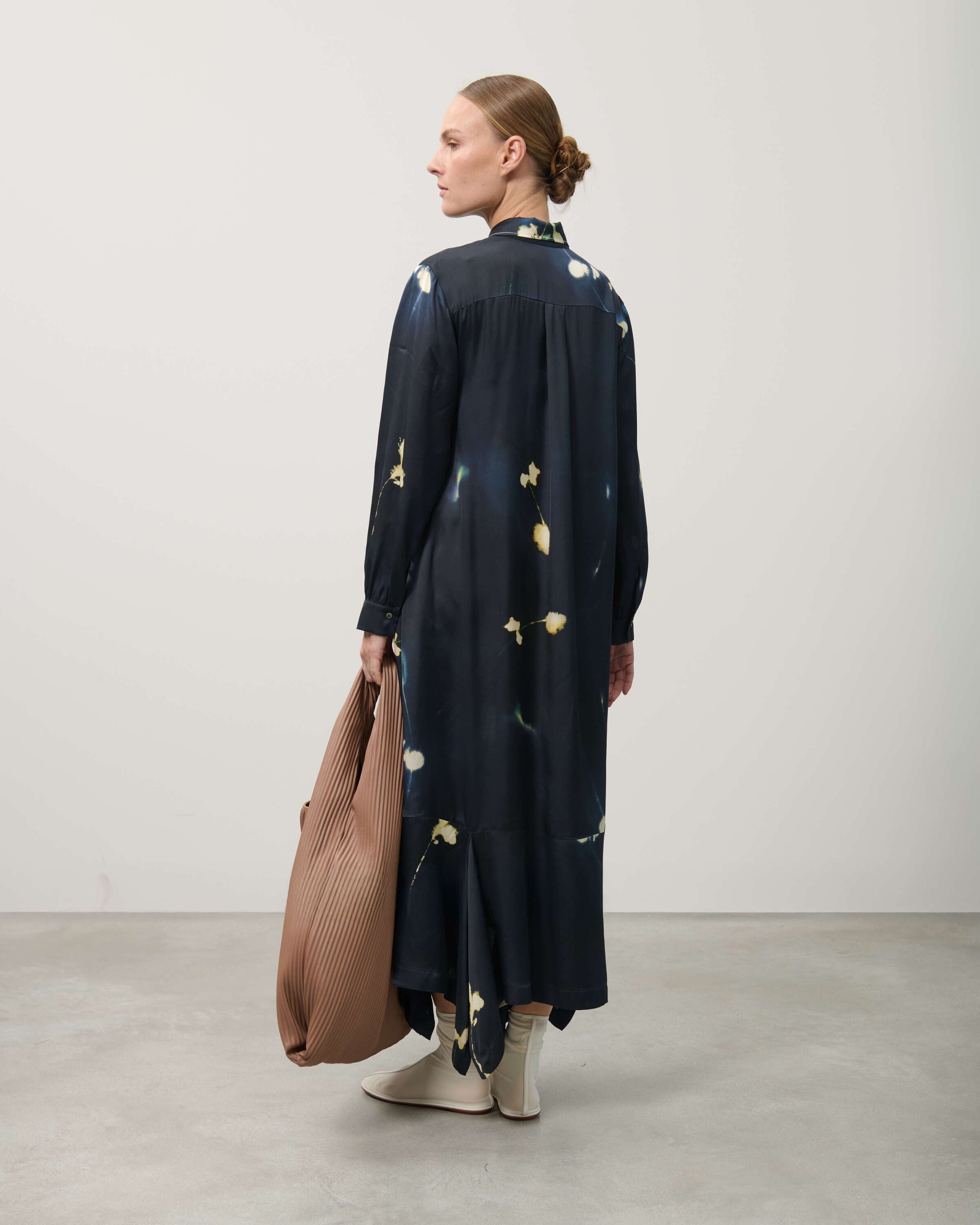 dark sapphire printed viscose dress