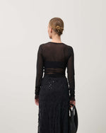 Carregar imagem no visualizador da galeria, black long sleeve T-Shirt in tulle

