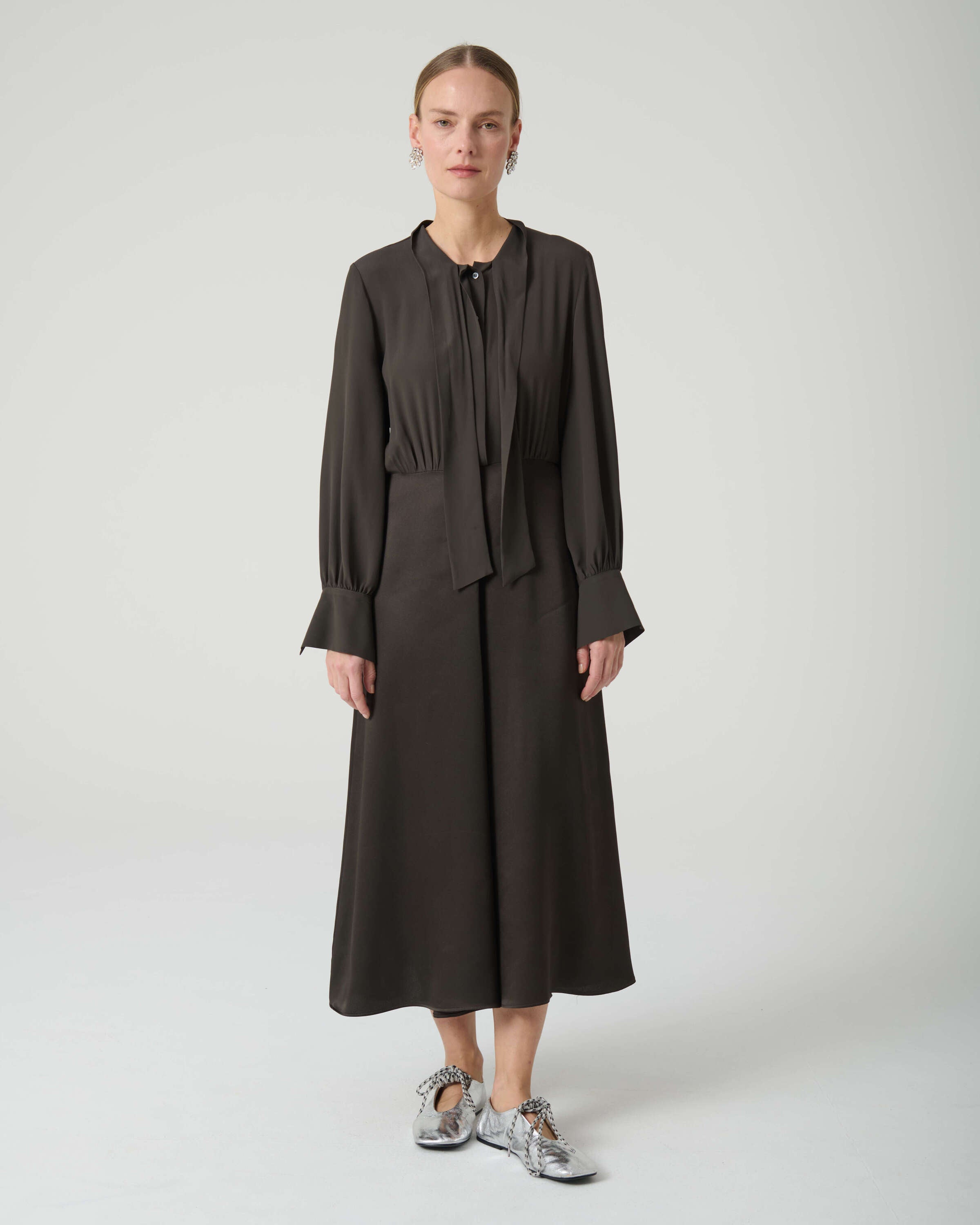 taffarel flared dress with scarf