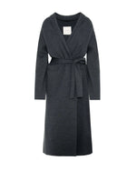 Carregar imagem no visualizador da galeria, deep grey coat with knit belt
