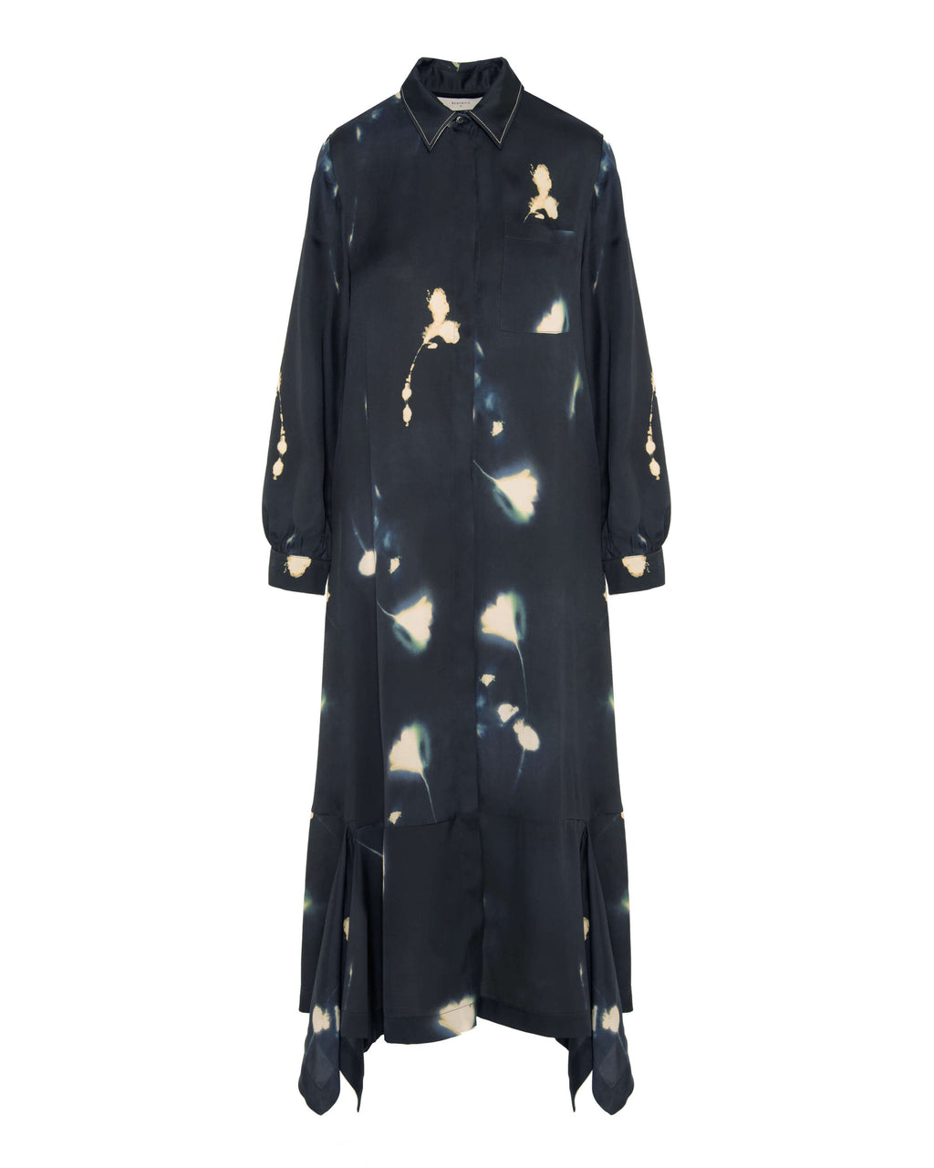 dark sapphire printed viscose dress