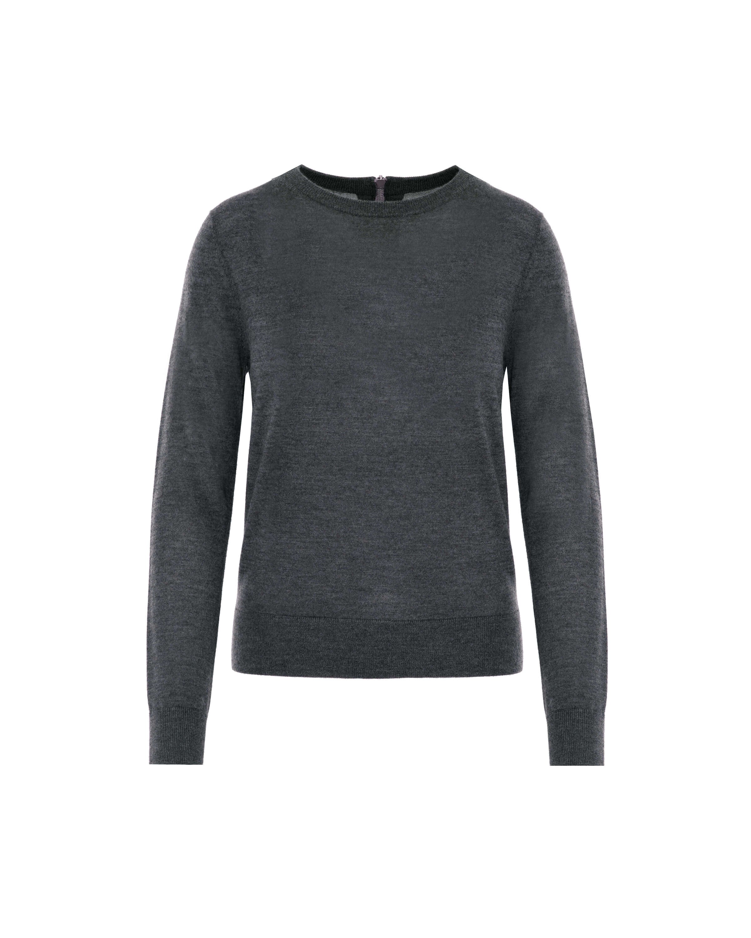 deep grey sweater with zip on the back