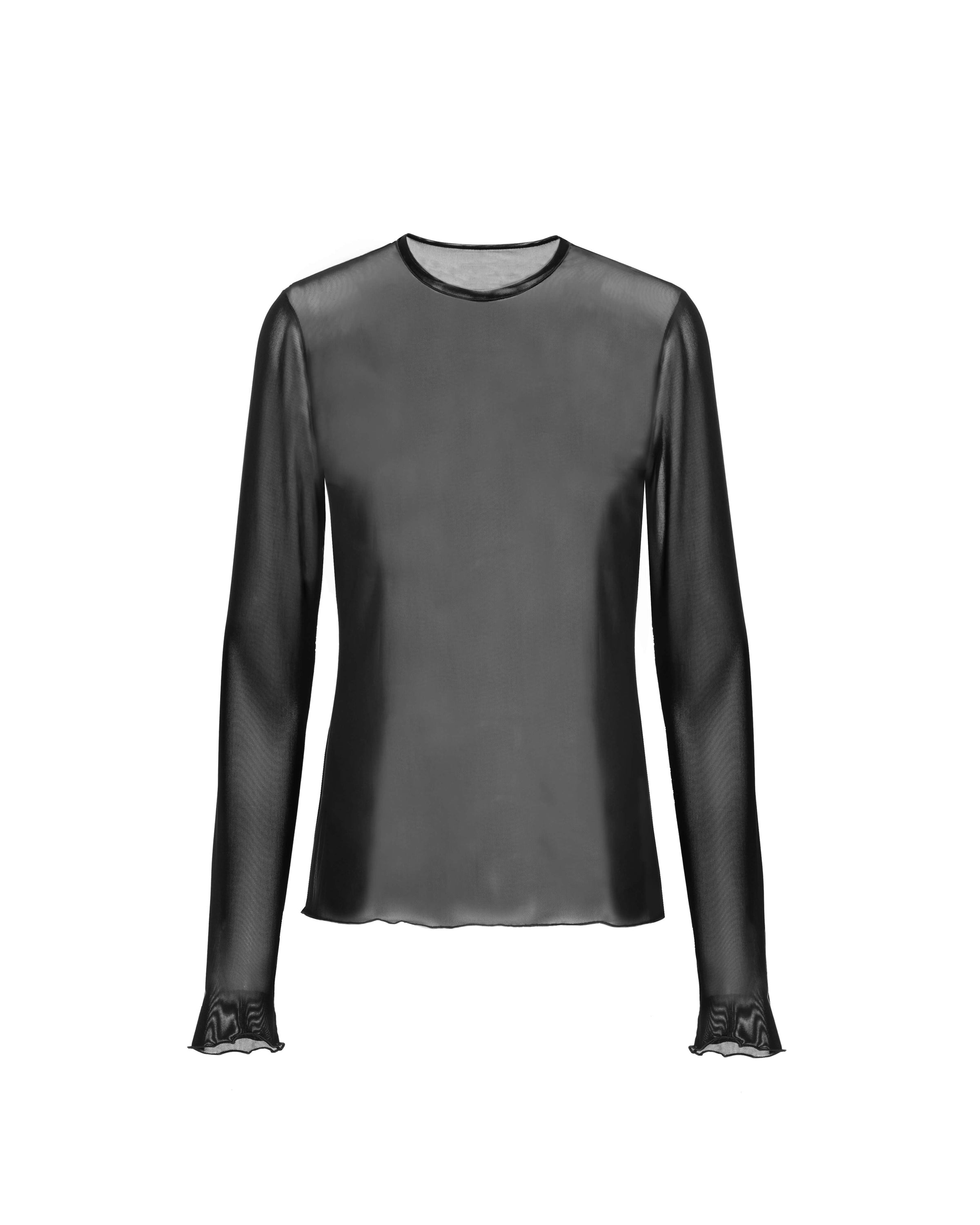 black long sleeve T-Shirt in tulle