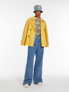 yellow double-breasted wool coat
