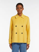Carregar imagem no visualizador da galeria, yellow double-breasted wool coat
