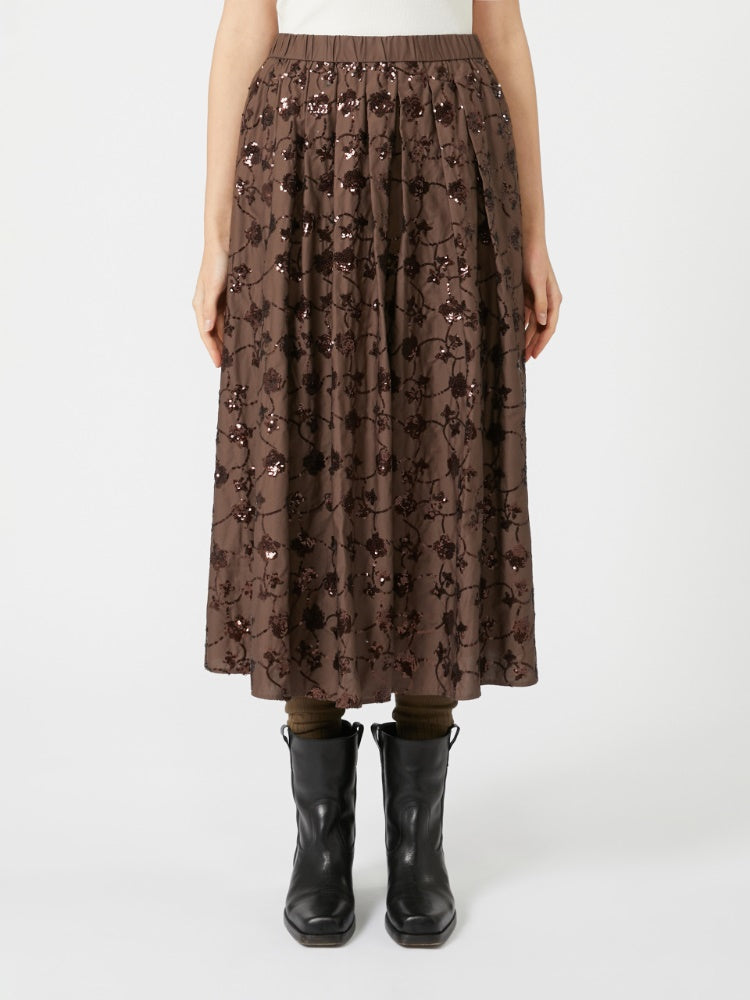 choco sequinned cotton skirt