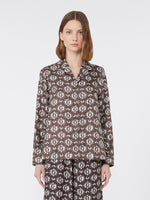 Load image into Gallery viewer, brown printed silk pyjama shirt
