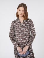 Load image into Gallery viewer, brown printed silk pyjama shirt
