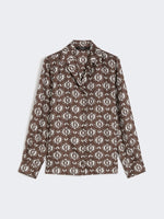 Load image into Gallery viewer, brown printed silk pyjama shirt
