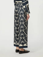 Load image into Gallery viewer, navy Fluid printed silk trousers
