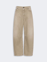 Carregar imagem no visualizador da galeria, beige Worn-look denim barrel-leg jeans
