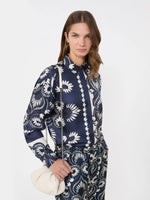 Carregar imagem no visualizador da galeria, navy Printed silk patchwork shirt

