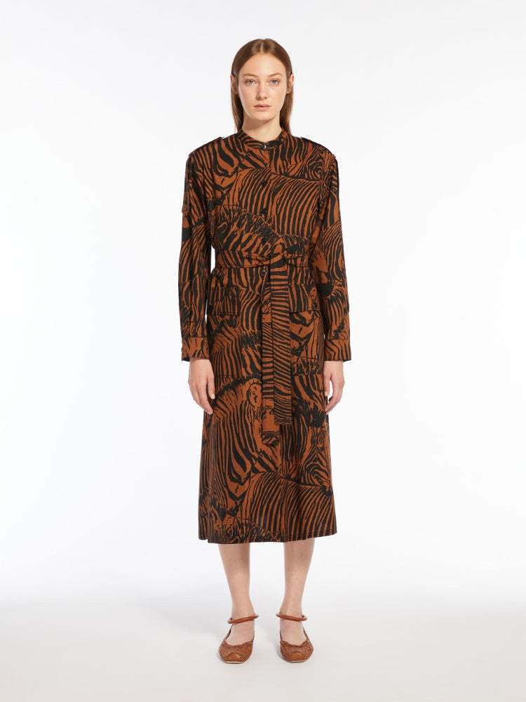 brown zebra poplin dress