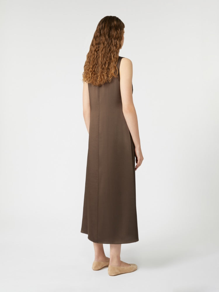 chocolate long satin dress