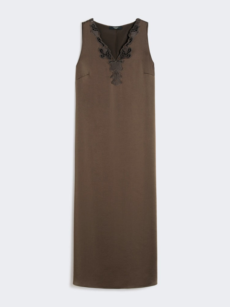 chocolate long satin dress