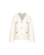 Carregar imagem no visualizador da galeria, white cropped knit jacket
