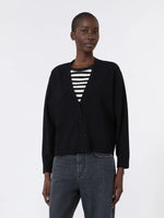 Carregar imagem no visualizador da galeria, black V-neck cardigan
