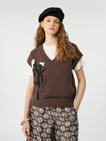 Carregar imagem no visualizador da galeria, brown inlaid cotton-blend gilet
