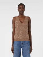Carregar imagem no visualizador da galeria, brown sequinned knitted top
