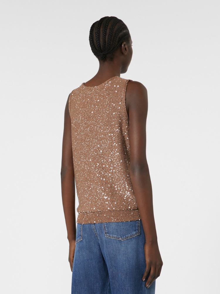 brown sequinned knitted top