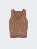 Carregar imagem no visualizador da galeria, brown sequinned knitted top
