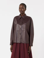 Load image into Gallery viewer, bordeaux Nappa leather shirt jacket
