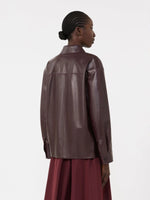 Load image into Gallery viewer, bordeaux Nappa leather shirt jacket

