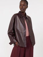 Load image into Gallery viewer, bordeaux Nappa leather shirt jacket
