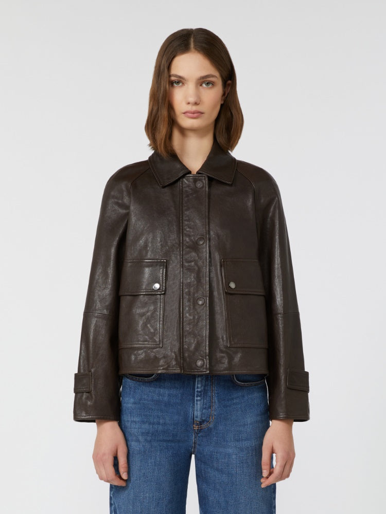 dark brown Nappa leather jacket