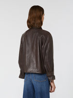 Carregar imagem no visualizador da galeria, dark brown Nappa leather jacket
