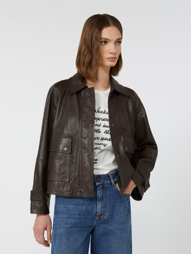 dark brown Nappa leather jacket