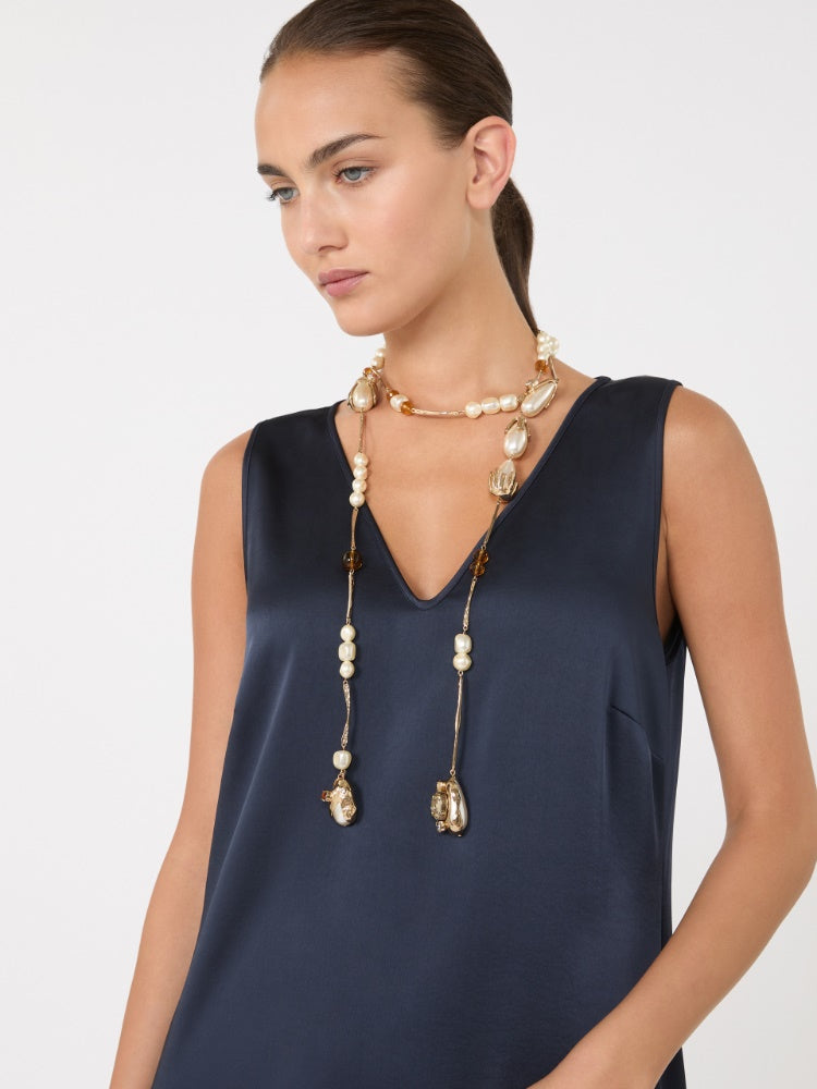 gold metal lariat necklace