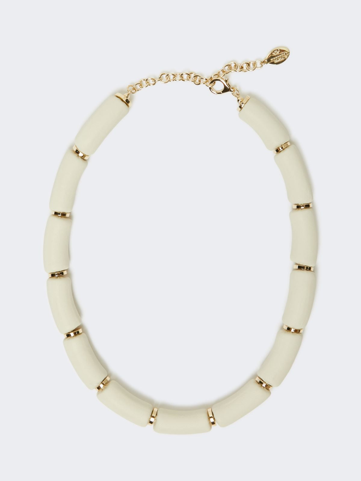 ivory leather choker necklace