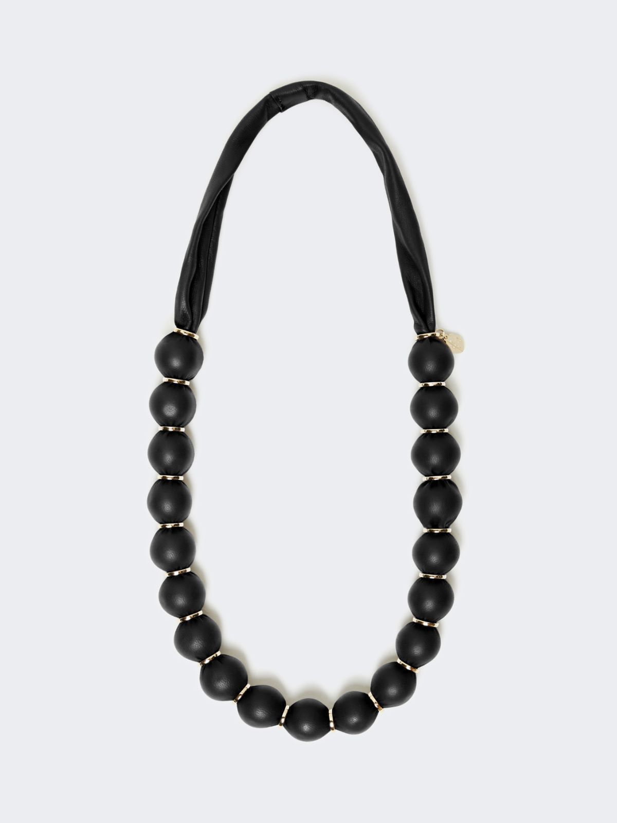 black leather-sphere necklace