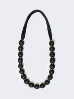 Carregar imagem no visualizador da galeria, black leather-sphere necklace
