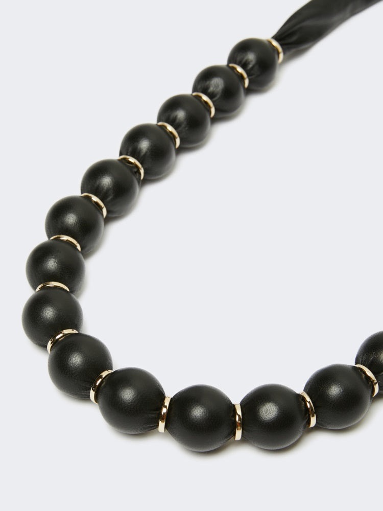 black leather-sphere necklace
