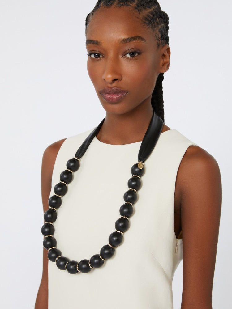 black leather-sphere necklace