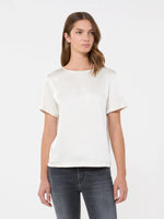 Load image into Gallery viewer, ecru Satin and jersey T-shirt
