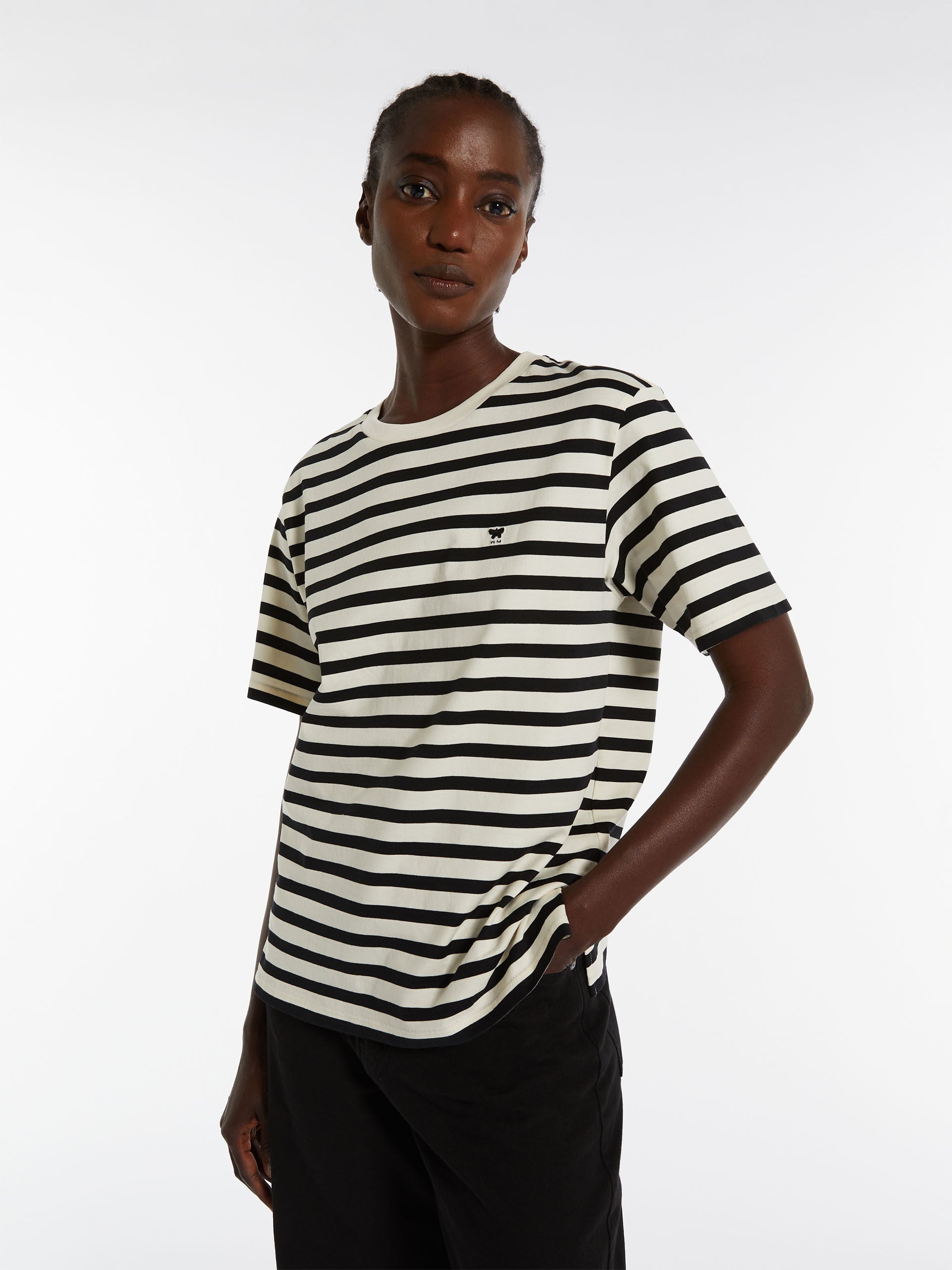 black & white striped T-shirt