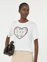 Load image into Gallery viewer, white heart T-shirt with graphic print
